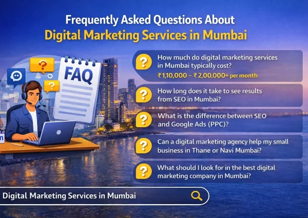 Frequently asked questions about digital marketing services in Mumbai including SEO cost, Google Ads, and local business marketing